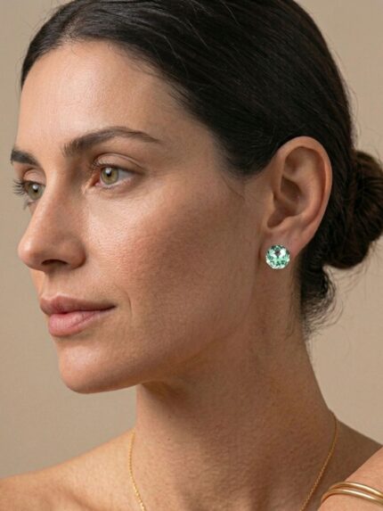 Καρφωτά σκουλαρίκια με τυρκουάζ κρυσταλλάκια σε diamond cut