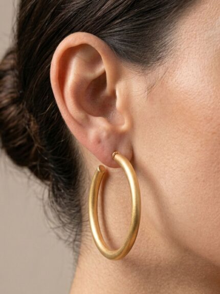 Σκουλαρίκια κρίκοι με χρυσό ματ φινίρισμα