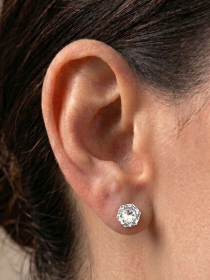 Καρφωτά σκουλαρίκια με λευκά κρυσταλλάκια σε diamond cut