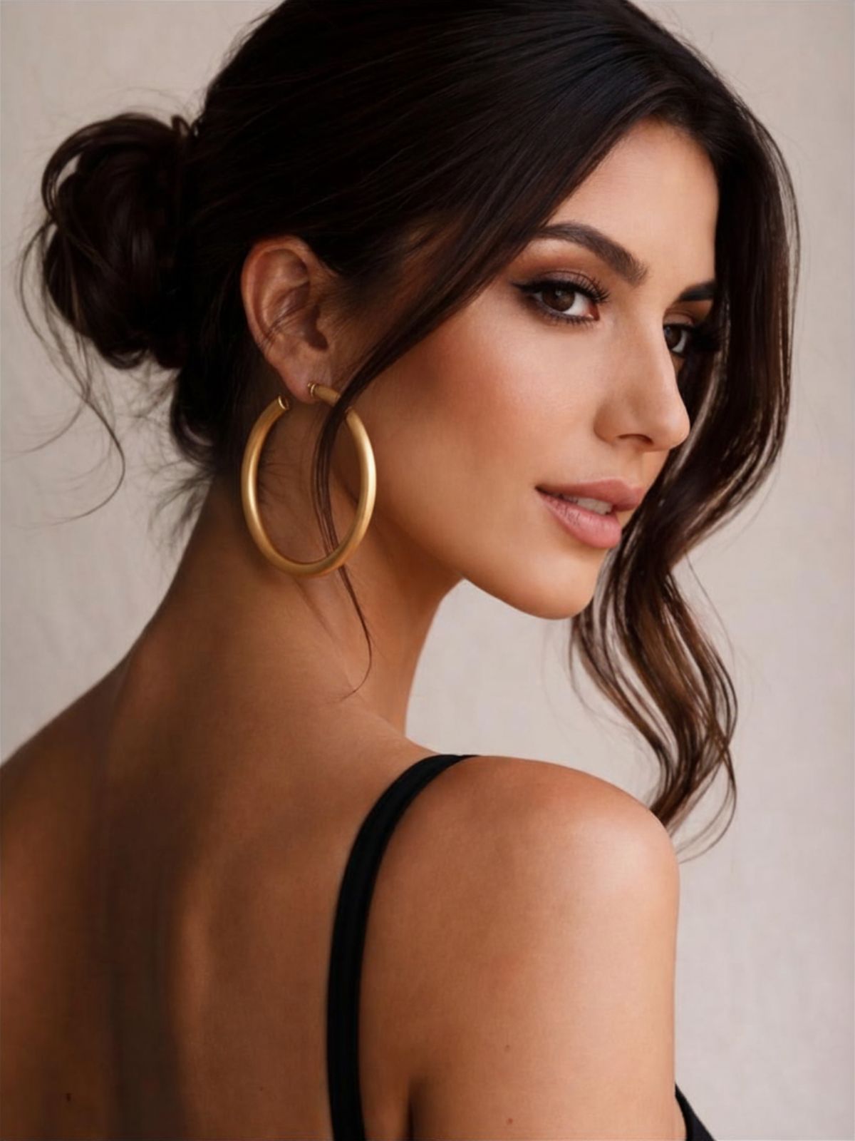 Σκουλαρίκια κρίκοι με χρυσό ματ φινίρισμα