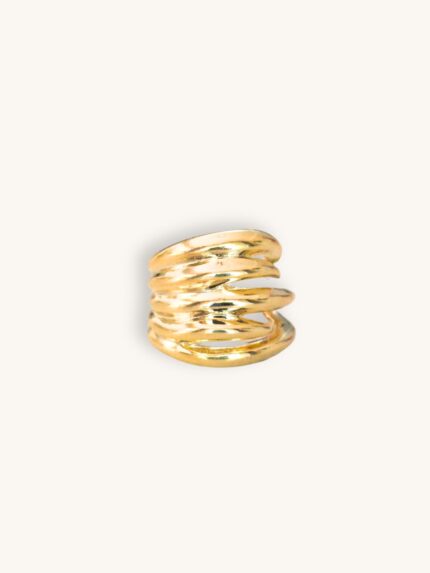 Χρυσό πολύσειρο ear cuff με κυματιστές γραμμές